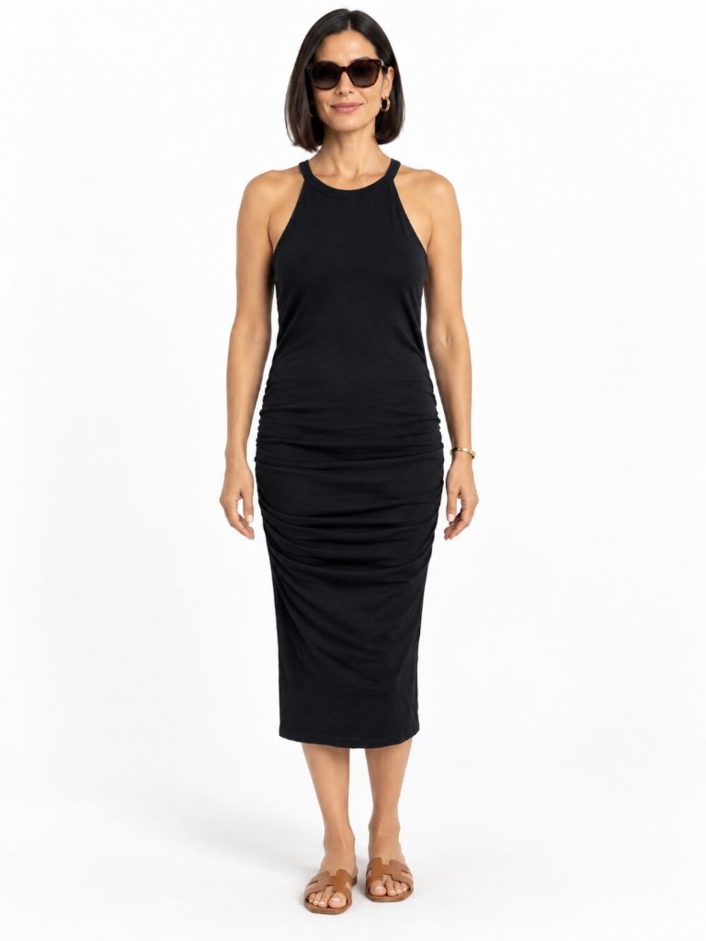 Michael Stars Halter Midi Dress Black Size M Bodycon Casual